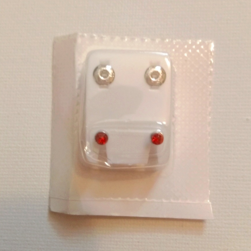 Cute red ruby color real 925 sterling silver piercing earrings